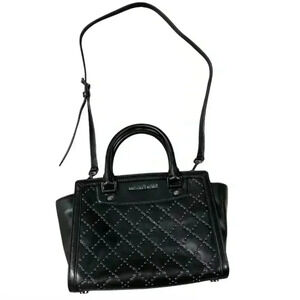 MICHAEL KORS SELMA MICRO STUD QUILTED BLACK‎ LEATHER CROSSBODY TOTE SHOULDER BAG